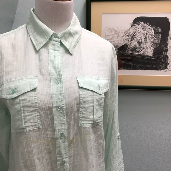 Talbots Pale Green Gossamer Thin Cotton Top - Picture 2 of 13